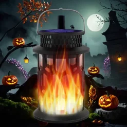 Solar Lanterns Outdoor Waterproof Flickering Flame LED Hanging Lanterns Decorative Outdoor Solar Lights for Garden Patio Pathway Yard Halloween Indoor Outdoor Decorations 1pc