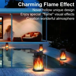 Solar Lanterns Outdoor Waterproof Flickering Flame LED Hanging Lanterns Decorative Outdoor Solar Lights for Garden Patio Pathway Yard Halloween Indoor Outdoor Decorations 1pc