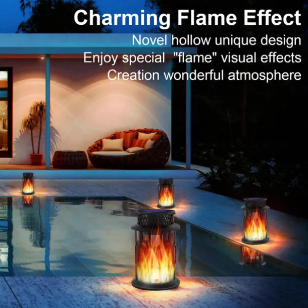 Solar Lanterns Outdoor Waterproof Flickering Flame LED Hanging Lanterns Decorative Outdoor Solar Lights for Garden Patio Pathway Yard Halloween Indoor Outdoor Decorations 1pc