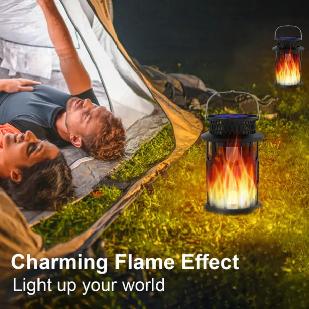 Solar Lanterns Outdoor Waterproof Flickering Flame LED Hanging Lanterns Decorative Outdoor Solar Lights for Garden Patio Pathway Yard Halloween Indoor Outdoor Decorations 1pc