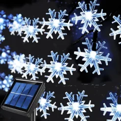Solar LED Christmas Snowflake Waterproof Fairy String Lights 30/50/100 LED 8 Modes of Lighting Outdoor Backyard Garden Holiday Garden Wedding New Year Party Outdoor Indoor Decoration