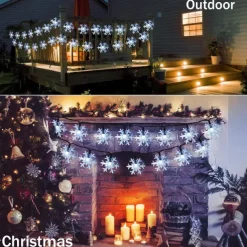 Solar LED Christmas Snowflake Waterproof Fairy String Lights 30/50/100 LED 8 Modes of Lighting Outdoor Backyard Garden Holiday Garden Wedding New Year Party Outdoor Indoor Decoration
