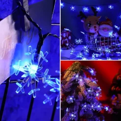 Solar LED Christmas Snowflake Waterproof Fairy String Lights 30/50/100 LED 8 Modes of Lighting Outdoor Backyard Garden Holiday Garden Wedding New Year Party Outdoor Indoor Decoration