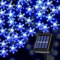 Solar LED Christmas Snowflake Waterproof Fairy String Lights 30/50/100 LED 8 Modes of Lighting Outdoor Backyard Garden Holiday Garden Wedding New Year Party Outdoor Indoor Decoration