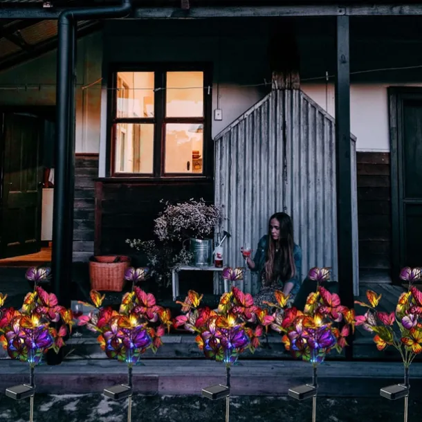 Solar LED Colorful Butterfly Lawn Light - Waterproof Pathway & Garden Lights, Tree Light Plug-In for Christmas, Wedding & Villa Garden Decoration