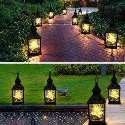 Solar LED Hanging Lanterns Plants Wishing Star Light Christmas Wedding Holiday Party Outdoor Camping Patio Garden Backyard Path Landscape Decoration