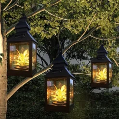 Solar LED Hanging Lanterns Plants Wishing Star Light Christmas Wedding Holiday Party Outdoor Camping Patio Garden Backyard Path Landscape Decoration