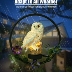 Solar LED Outdoor Lights Owl Hanging Night Light Waterproof Garden Lamp Resin Pendant Courtyard Terrace Holiday Decoration Lighting