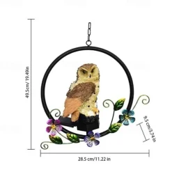 Solar LED Outdoor Lights Owl Hanging Night Light Waterproof Garden Lamp Resin Pendant Courtyard Terrace Holiday Decoration Lighting