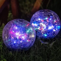 Solar Light Cracked Glass Ball LED Lights Outdoor Lighting Waterproof For Garden Festival Outdoor Indoor Decoration Solar Lawn Lights Walkway Lamp