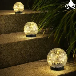 Solar Light Cracked Glass Ball LED Lights Outdoor Lighting Waterproof For Garden Festival Outdoor Indoor Decoration Solar Lawn Lights Walkway Lamp