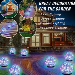 Solar Light Cracked Glass Ball LED Lights Outdoor Lighting Waterproof For Garden Festival Outdoor Indoor Decoration Solar Lawn Lights Walkway Lamp