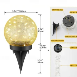 Solar Light Cracked Glass Ball LED Lights Outdoor Lighting Waterproof For Garden Festival Outdoor Indoor Decoration Solar Lawn Lights Walkway Lamp