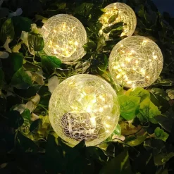 Solar Light Cracked Glass Ball LED Lights Outdoor Lighting Waterproof For Garden Festival Outdoor Indoor Decoration Solar Lawn Lights Walkway Lamp
