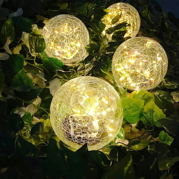 Solar Light Cracked Glass Ball LED Lights Outdoor Lighting Waterproof For Garden Festival Outdoor Indoor Decoration Solar Lawn Lights Walkway Lamp