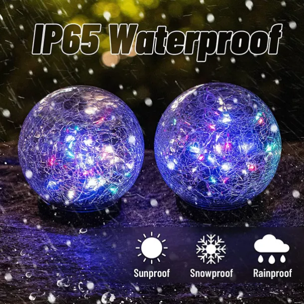 Solar Light Cracked Glass Ball LED Lights Outdoor Lighting Waterproof For Garden Festival Outdoor Indoor Decoration Solar Lawn Lights Walkway Lamp