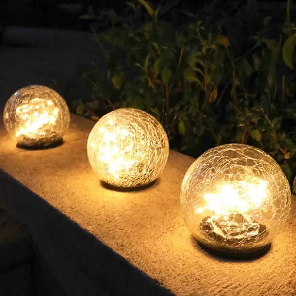 Solar Light Cracked Glass Ball LED Lights Outdoor Lighting Waterproof For Garden Festival Outdoor Indoor Decoration Solar Lawn Lights Walkway Lamp