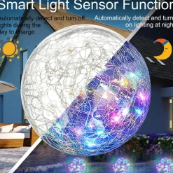 Solar Light Cracked Glass Ball LED Lights Outdoor Lighting Waterproof For Garden Festival Outdoor Indoor Decoration Solar Lawn Lights Walkway Lamp