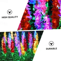 Solar Lights Outdoor Garden Decor Solar Powered Violet Lights Flower Stake Waterproof Solar Flower Lights for Garden Corridor Yard Lawn Patio Pathway Balcony Pool Wedding Decorative