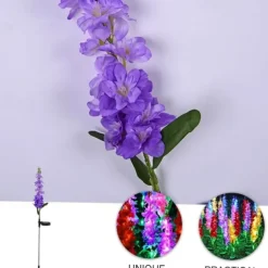 Solar Lights Outdoor Garden Decor Solar Powered Violet Lights Flower Stake Waterproof Solar Flower Lights for Garden Corridor Yard Lawn Patio Pathway Balcony Pool Wedding Decorative