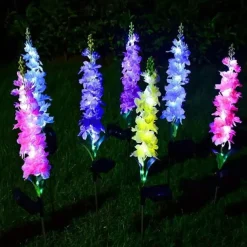 Solar Lights Outdoor Garden Decor Solar Powered Violet Lights Flower Stake Waterproof Solar Flower Lights for Garden Corridor Yard Lawn Patio Pathway Balcony Pool Wedding Decorative