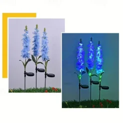 Solar Lights Outdoor Garden Decor Solar Powered Violet Lights Flower Stake Waterproof Solar Flower Lights for Garden Corridor Yard Lawn Patio Pathway Balcony Pool Wedding Decorative