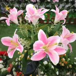 Solar Lily Outdoor Simulation Flower Lamp LED Artificial Flower Floor Insertion Lamp Garden and Courtyard Decorative Lights Holiday Party Decorative Lights