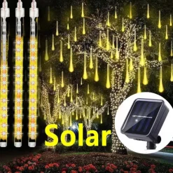 Solar Meteor Rain Light 30cm x 10 Tubes Outdoor Waterproof Starry Lights Festival Street String Lights Garden Hanging Tree Light Christmas Decoration