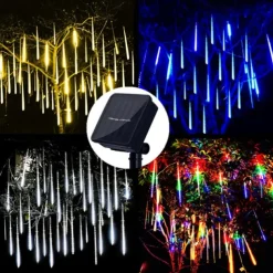 Solar Meteor Rain Light 30cm x 10 Tubes Outdoor Waterproof Starry Lights Festival Street String Lights Garden Hanging Tree Light Christmas Decoration