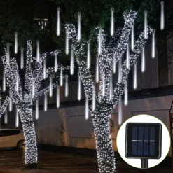 Solar Meteor Rain Light 30cm x 10 Tubes Outdoor Waterproof Starry Lights Festival Street String Lights Garden Hanging Tree Light Christmas Decoration