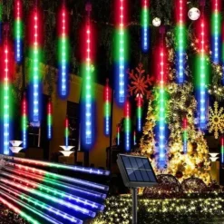 Solar Meteor Rain Light 30cm x 10 Tubes Outdoor Waterproof Starry Lights Festival Street String Lights Garden Hanging Tree Light Christmas Decoration