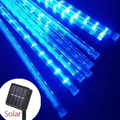 Solar Meteor Rain Light 30cm x 10 Tubes Outdoor Waterproof Starry Lights Festival Street String Lights Garden Hanging Tree Light Christmas Decoration