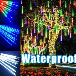 Solar Meteor Rain Light 30cm x 10 Tubes Outdoor Waterproof Starry Lights Festival Street String Lights Garden Hanging Tree Light Christmas Decoration