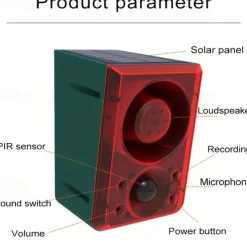 Solar Motion Sensor Alarm with Dog Barking & Gunshot Sound - 130dB Siren Security System with Remote Controller for Home, Farm, Yard, Chicken Coop, Villa