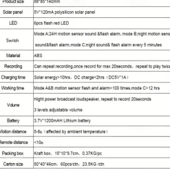 Solar Motion Sensor Alarm with Dog Barking & Gunshot Sound - 130dB Siren Security System with Remote Controller for Home, Farm, Yard, Chicken Coop, Villa