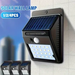 Solar Motion Sensor Wall Light 20LEDs Tri-operating Modes IP65 Waterproof Outdoor Light for Yard Garden Fence Garage