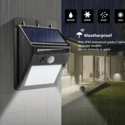 Solar Motion Sensor Wall Light 20LEDs Tri-operating Modes IP65 Waterproof Outdoor Light for Yard Garden Fence Garage