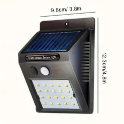 Solar Motion Sensor Wall Light 20LEDs Tri-operating Modes IP65 Waterproof Outdoor Light for Yard Garden Fence Garage