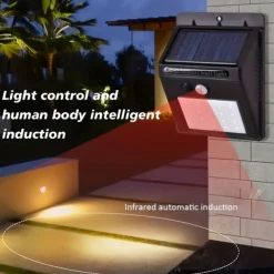 Solar Motion Sensor Wall Light 20LEDs Tri-operating Modes IP65 Waterproof Outdoor Light for Yard Garden Fence Garage