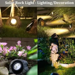 Solar Outdoor Simulation Rock Lights - Waterproof LED Pathway & Garden Spotlight, Solar Path Light for Lawn & Landscape Decor