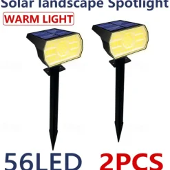 Solar Outdoor Spot Lights, 48/56 LEDs Waterproof Dusk-to-Dawn Outdoor lights for Garden, PatioYard Solar Spotlight 2-in-1 Landscape Spotlights Auto On/Off for Driveway Walkway Patio 1/2/4pcs