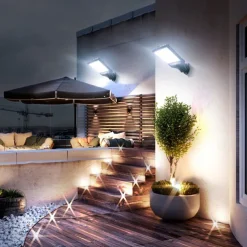 Solar Outdoor Wall Lamp Waterproof Courtyard Garden Human Body Sensing Lighting Street Lamp Villa Courtyard Wall Decoration Lamp Garage Fence Lamp 1PC