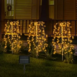 Solar Pathway Lawn Light Outdoor Waterproof IP65 - 3 Copper Wire String Lights, 300 LED, 3 Lighting Modes for Garden, Courtyard, Path, Terrace