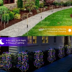 Solar Pathway Lawn Light Outdoor Waterproof IP65 - 3 Copper Wire String Lights, 300 LED, 3 Lighting Modes for Garden, Courtyard, Path, Terrace