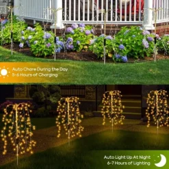 Solar Pathway Lawn Light Outdoor Waterproof IP65 - 3 Copper Wire String Lights, 300 LED, 3 Lighting Modes for Garden, Courtyard, Path, Terrace