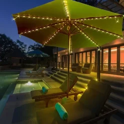 Solar Patio Umbrella Light Outdoor 104LEDs Fairy String Light Waterproof for Yard Garden Camping Decoration Colorful Xmas Lighting