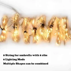 Solar Patio Umbrella Light Outdoor 104LEDs Fairy String Light Waterproof for Yard Garden Camping Decoration Colorful Xmas Lighting