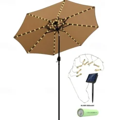 Solar Patio Umbrella Light Outdoor 104LEDs Fairy String Light Waterproof for Yard Garden Camping Decoration Colorful Xmas Lighting