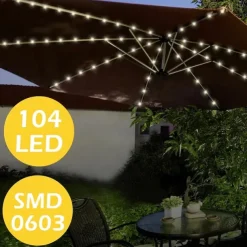 Solar Patio Umbrella Light Outdoor 104LEDs Fairy String Light Waterproof for Yard Garden Camping Decoration Colorful Xmas Lighting
