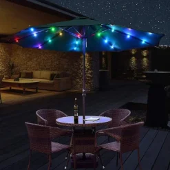 Solar Patio Umbrella Light Outdoor 104LEDs Fairy String Light Waterproof for Yard Garden Camping Decoration Colorful Xmas Lighting